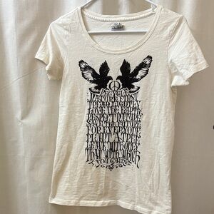 Lucky Brand Cream Graphic Tee with Black Print